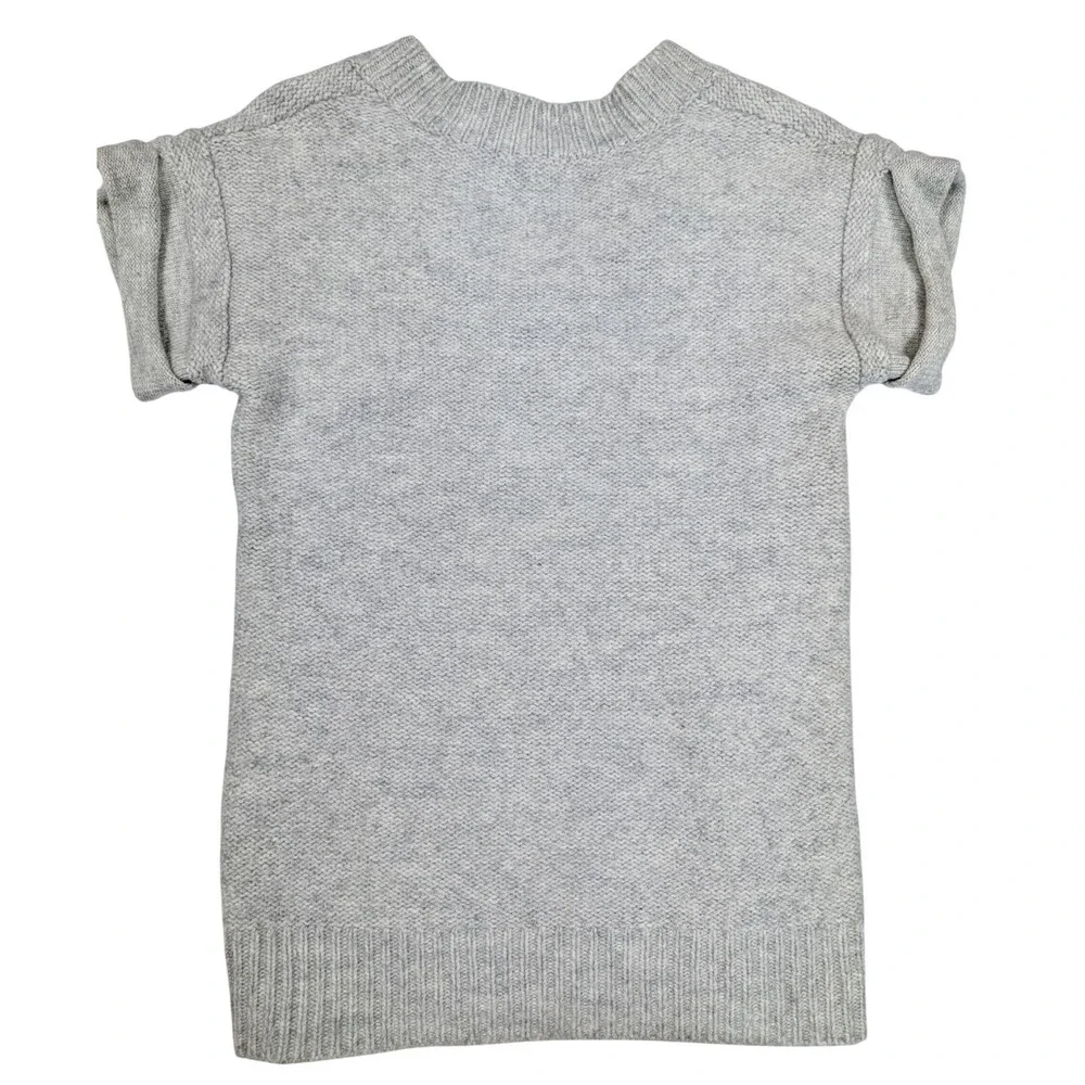 J. Crew Alpaca Wool Blend Gray V-Neck Tunic Short Sleeve Sweater Womens XS 47633